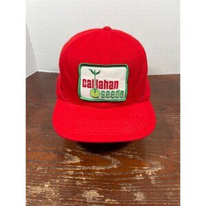 Vintage Callahan Seeds Red Trucker Hat With Embroidered Patch X3